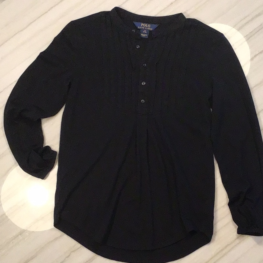 Polo Ralph Lauren Long Sleeve Pin Tucked Pleated Henley M(8/10)